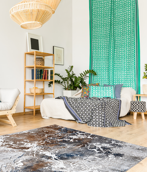 Coastal Vibes Blue and Grey Distressed Rug