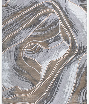 Dynamic Elegance Grey and Beige Spiral Pattern Rug