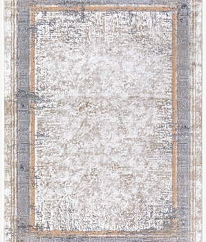Chic Contrast Grey Rug with Greek Key Border